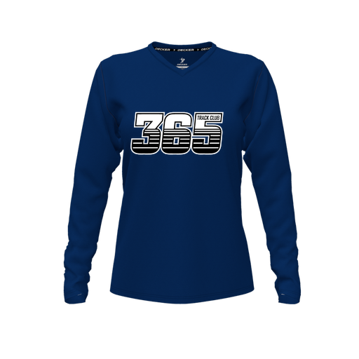 [CUS-DFW-TEES-CMF-VNK-LSL-NVY-FYXS-LOGO1] Decker Comfort T-Shirt (Female Youth XS, Navy, V Neck, Logo 1, Long Sleeve)