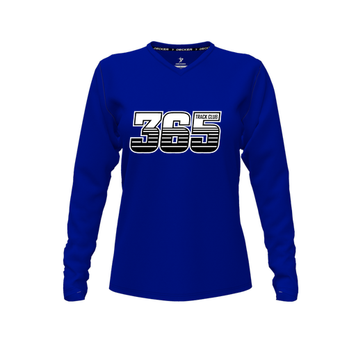 [FTLVCFRY-FYXS-LOGO1] Decker Comfort T-Shirt (Female Youth XS, Royal, V Neck, Logo 1, Long Sleeve)