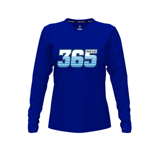 [FTLVPTRY-FYXS-LOGO2] Decker Performance T-Shirt (Female Youth XS, Royal, V Neck, Logo 2, Long Sleeve)